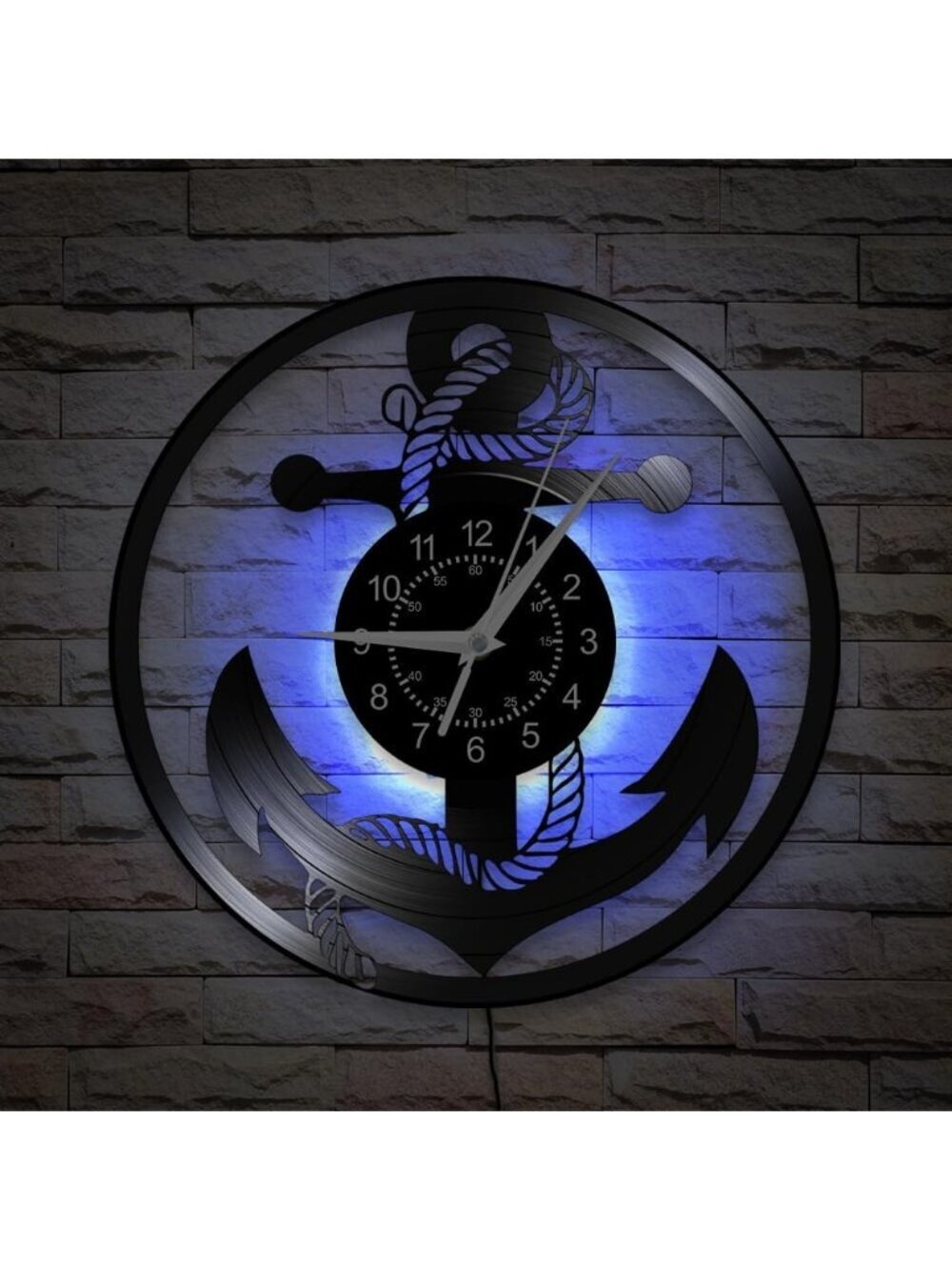 Home Black Analog Quartz Vintage Decorative Anchor Boat Wheel Coastal Wall Clock